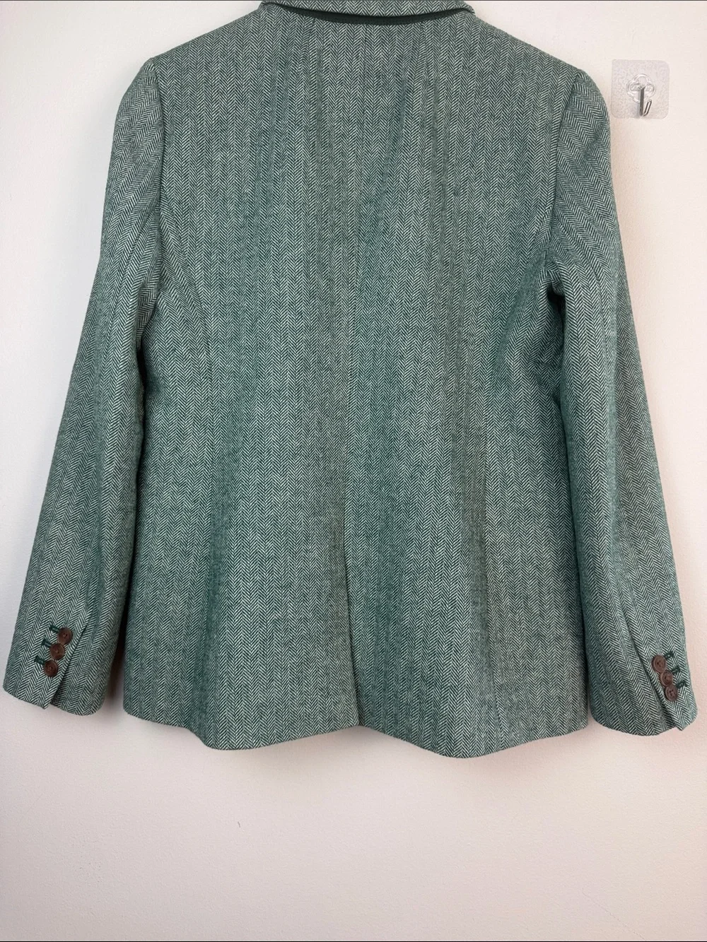 J. Crew FA24 Hollander Blazer Wool Blend in Green Herringbone Office Preppy Work